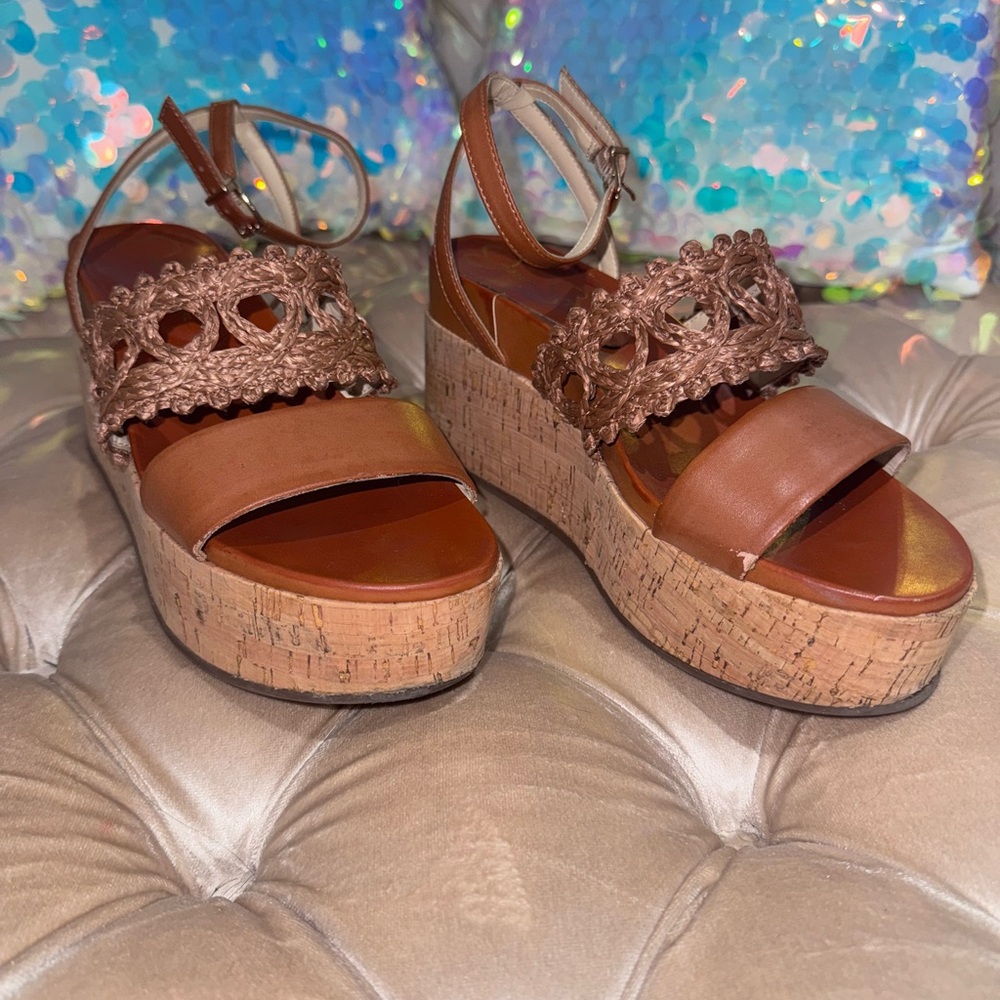 Jessica Simpson Tan Woven Platform Sandals